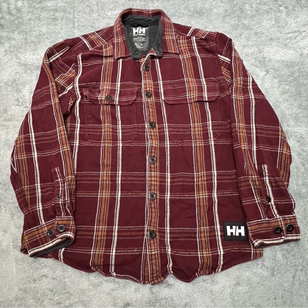 Helly Hansen Button Up Jacket  Mens XL  Red Plaid 100% Cotton